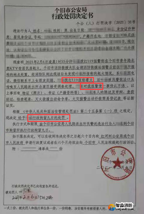 謊報(bào)119 惡意報(bào)火警，行政拘留9日